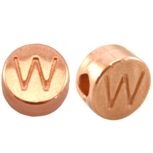 DQ metalen letterkraal W Ros&eacute; goud (nikkelvrij)
