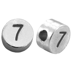 DQ metalen cijferkralen # 7 Antiek zilver (nikkelvrij) 