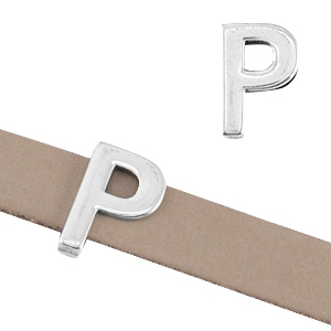DQ metaal letter schuiver "P" &Oslash;10.3x2.3mm Antiek zilver (nikkelvrij)