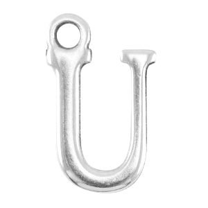 DQ metalen letter bedel U Antiek zilver (nikkelvrij)