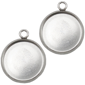 Roestvrij stalen (RVS) stainless steel bedels/setting voor 20mm cabochon Zilver