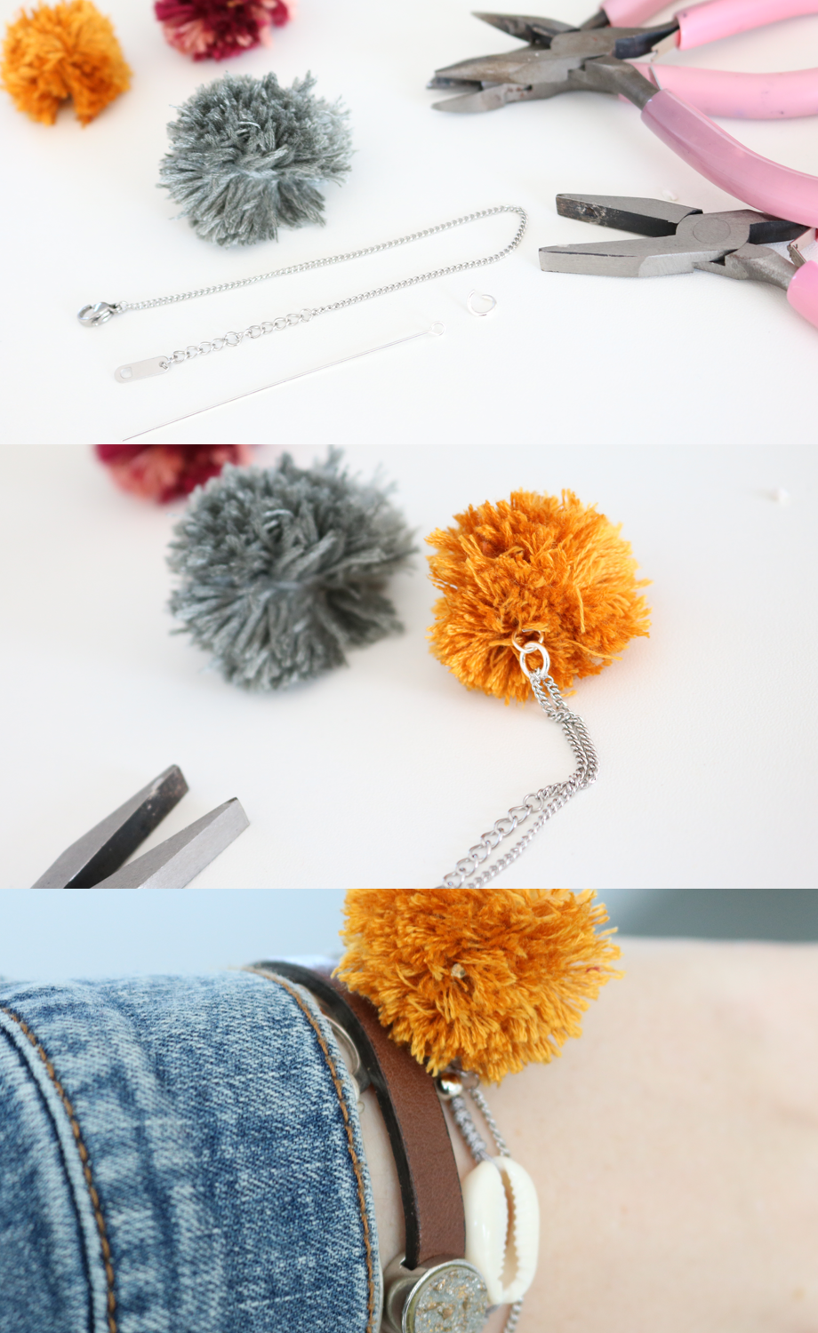 Zelf pompom bedels maken afbeelding